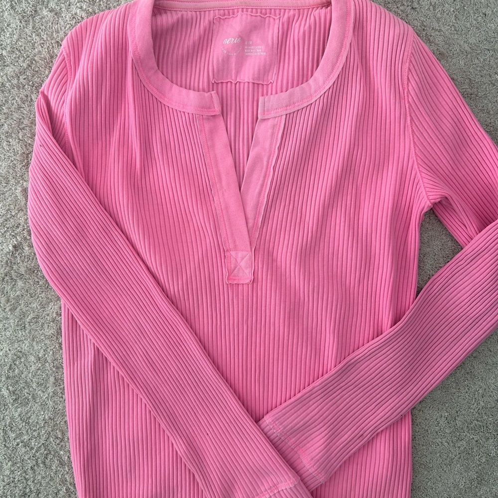 aerie Pink Long Sleeve Top